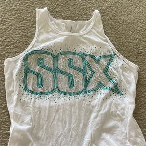 Cheer Extreme SSX Raleigh Rhinestones White Tank Top
